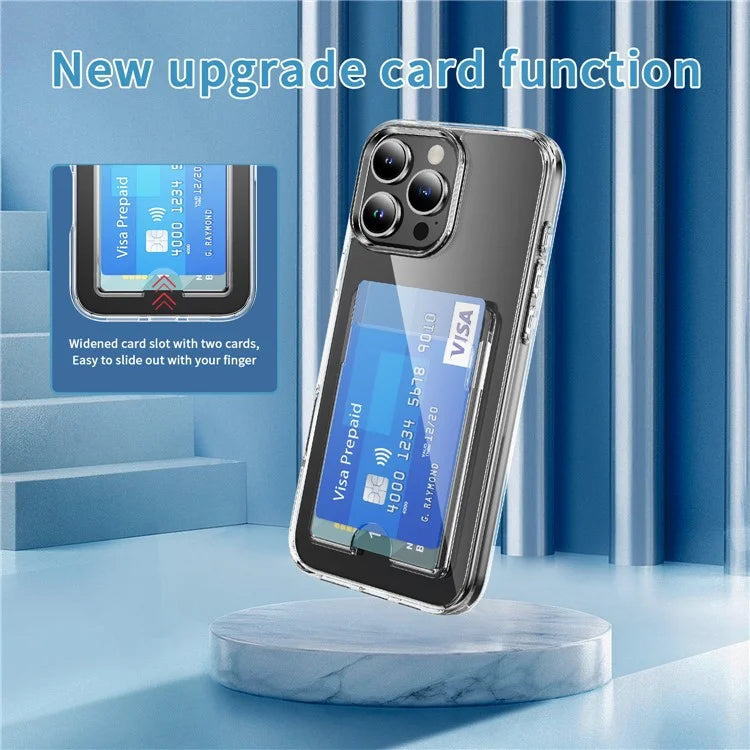 For iPhone 16 Pro Max Clear Case TPU+PC+Acrylic Cell Phone Case with Card Holder