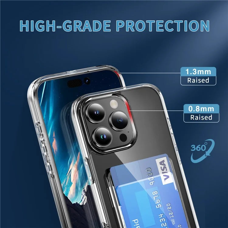 For iPhone 16 Pro Max Clear Case TPU+PC+Acrylic Cell Phone Case with Card Holder