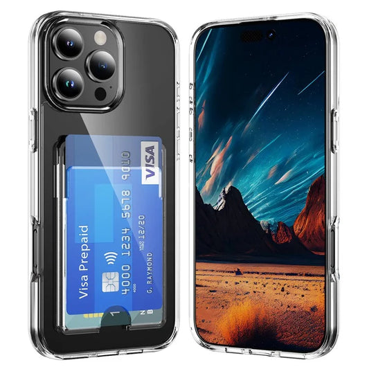 For iPhone 16 Pro Clear Case TPU+PC+Acrylic Cell Phone Case with Card Holder