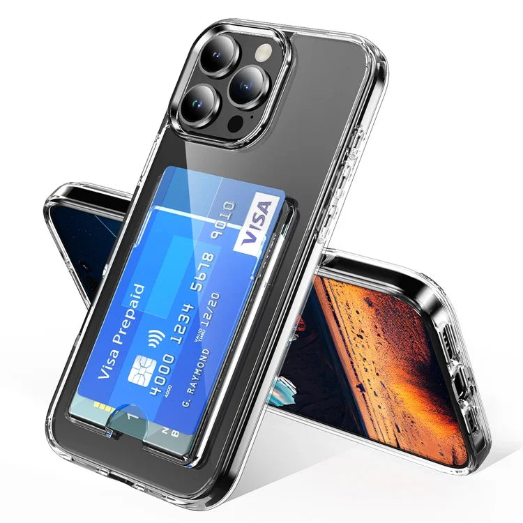 For iPhone 16 Pro Clear Case TPU+PC+Acrylic Cell Phone Case with Card Holder