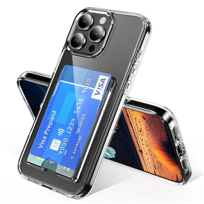For iPhone 16 Pro Clear Case TPU+PC+Acrylic Cell Phone Case with Card Holder