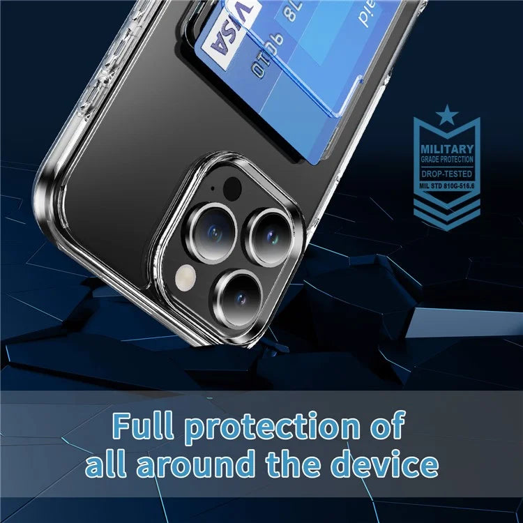 For iPhone 16 Pro Clear Case TPU+PC+Acrylic Cell Phone Case with Card Holder