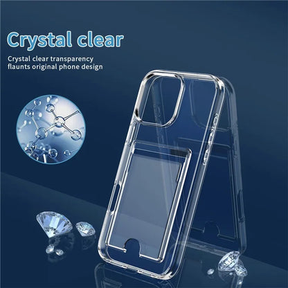 For iPhone 16 Pro Clear Case TPU+PC+Acrylic Cell Phone Case with Card Holder
