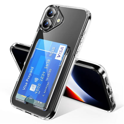 For iPhone 16 Plus Clear Case TPU+PC+Acrylic Cell Phone Case with Card Holder