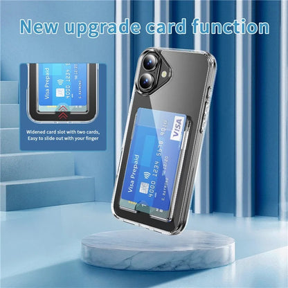 For iPhone 16 Plus Clear Case TPU+PC+Acrylic Cell Phone Case with Card Holder