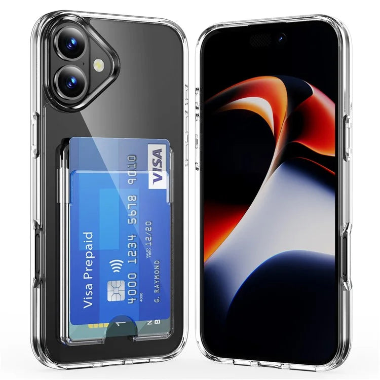 For iPhone 16 Clear Case TPU+PC+Acrylic Cell Phone Case with Card Holder