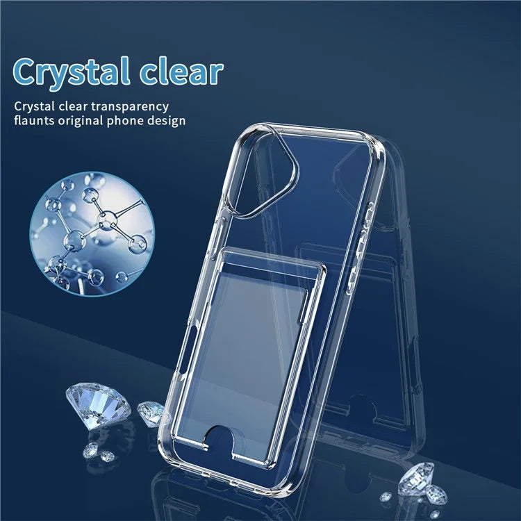 For iPhone 16 Clear Case TPU+PC+Acrylic Cell Phone Case with Card Holder