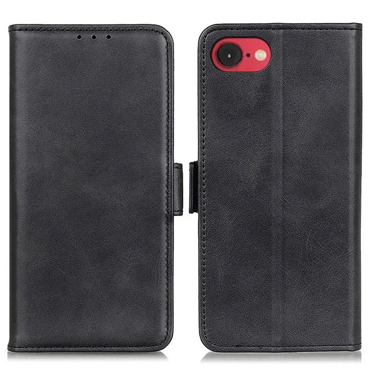 For iPhone SE (2024) Case Stand Cowhide Texture PU Leather Phone Cover