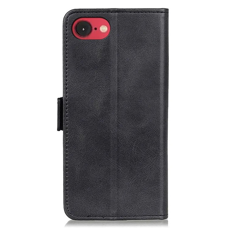 For iPhone SE (2024) Case Stand Cowhide Texture PU Leather Phone Cover