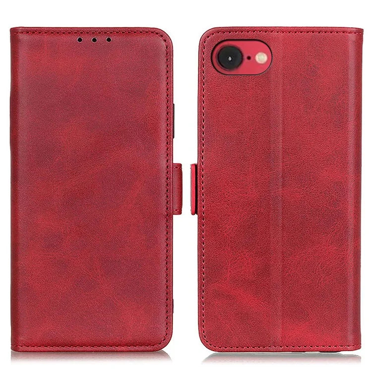 For iPhone SE (2024) Case Stand Cowhide Texture PU Leather Phone Cover