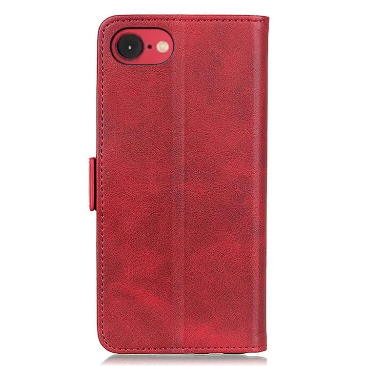 For iPhone SE (2024) Case Stand Cowhide Texture PU Leather Phone Cover