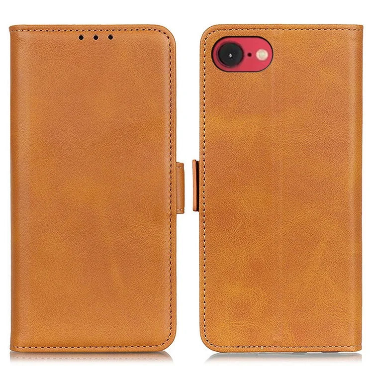 For iPhone SE (2024) Case Stand Cowhide Texture PU Leather Phone Cover