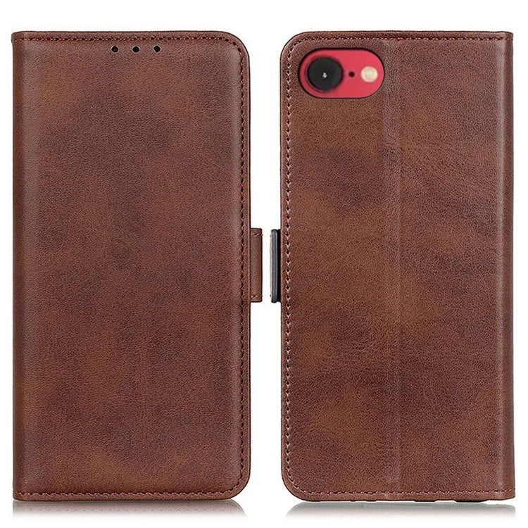 For iPhone SE (2024) Case Stand Cowhide Texture PU Leather Phone Cover