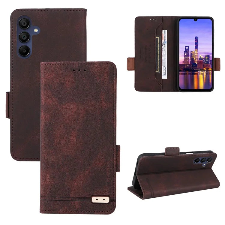 For Samsung Galaxy A16 5G Case Leather Wallet Flip Phone Cover with Hardware Decor