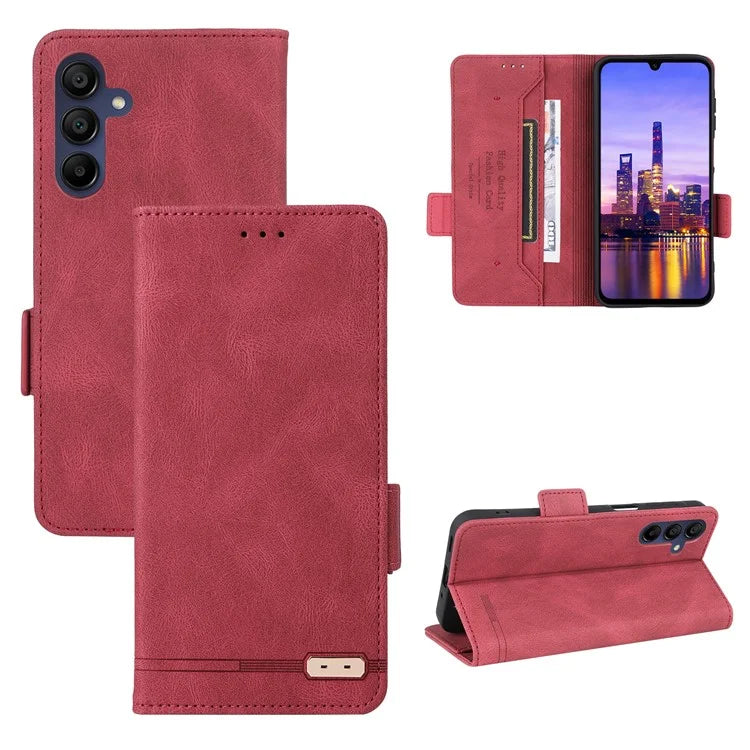 For Samsung Galaxy A16 5G Case Leather Wallet Flip Phone Cover with Hardware Decor