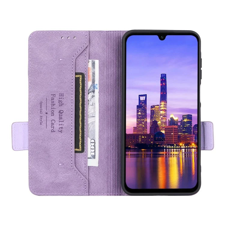 For Samsung Galaxy A16 5G Case Leather Wallet Flip Phone Cover with Hardware Decor