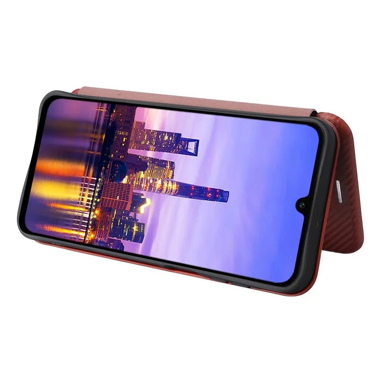 For Samsung Galaxy A16 5G Case Carbon Fiber Texture Drop-Proof PU Leather Phone Cover