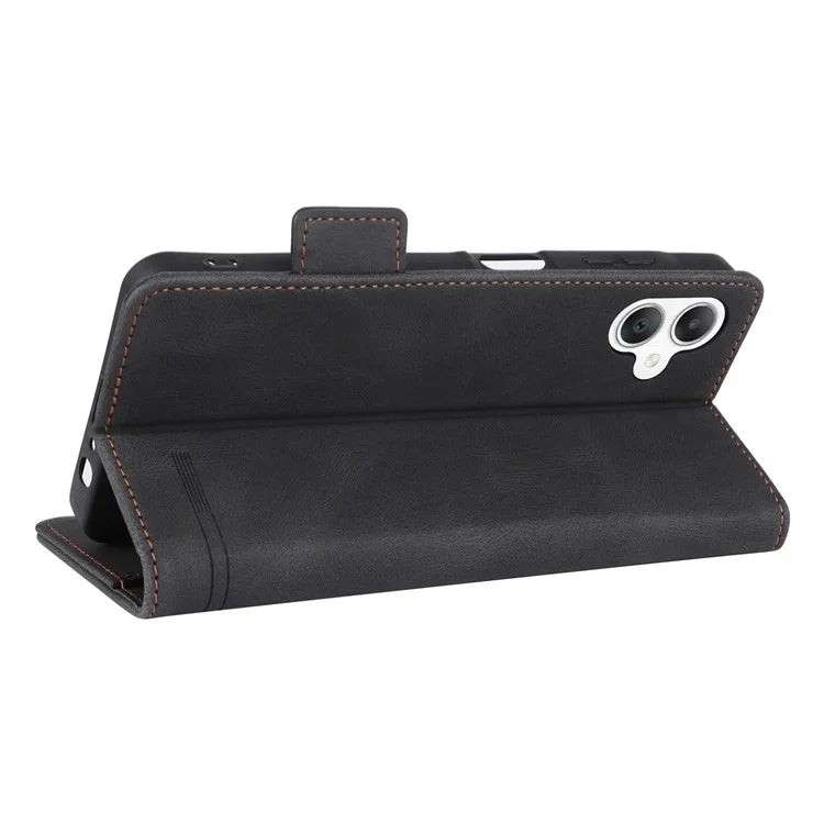 For Samsung Galaxy A06 Case Leather Wallet Flip Phone Cover with Hardware Decor