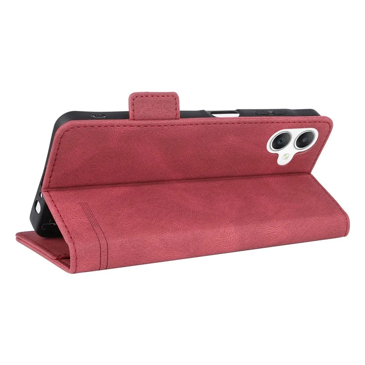 For Samsung Galaxy A06 Case Leather Wallet Flip Phone Cover with Hardware Decor