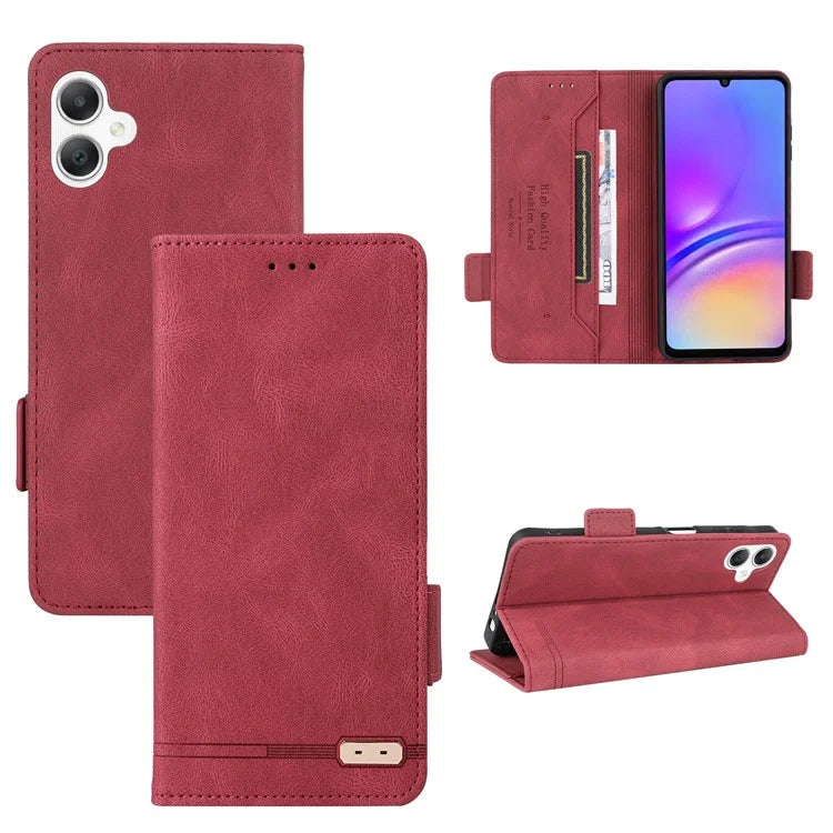 For Samsung Galaxy A06 Case Leather Wallet Flip Phone Cover with Hardware Decor