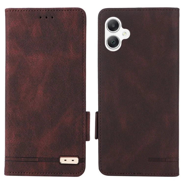 For Samsung Galaxy A06 Case Leather Wallet Flip Phone Cover with Hardware Decor