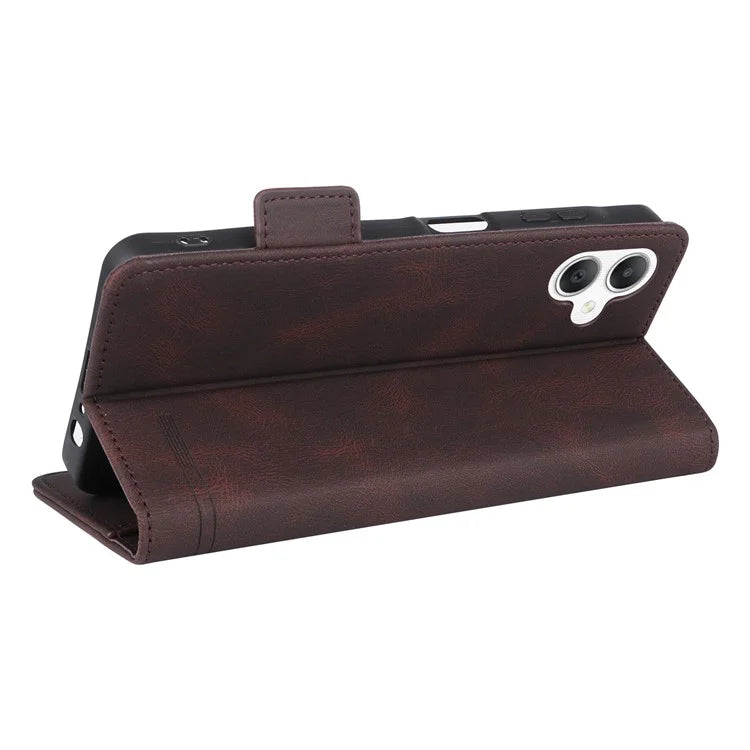 For Samsung Galaxy A06 Case Leather Wallet Flip Phone Cover with Hardware Decor