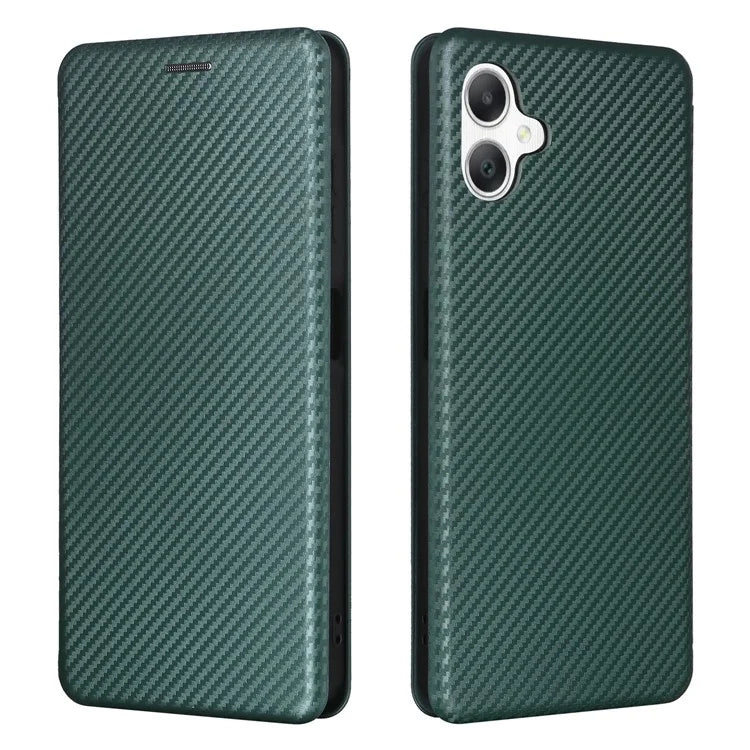 For Samsung Galaxy A06 Case Carbon Fiber Texture Drop-Proof PU Leather Phone Cover