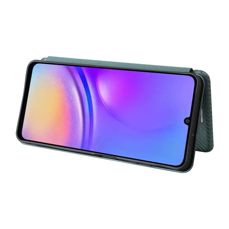 For Samsung Galaxy A06 Case Carbon Fiber Texture Drop-Proof PU Leather Phone Cover