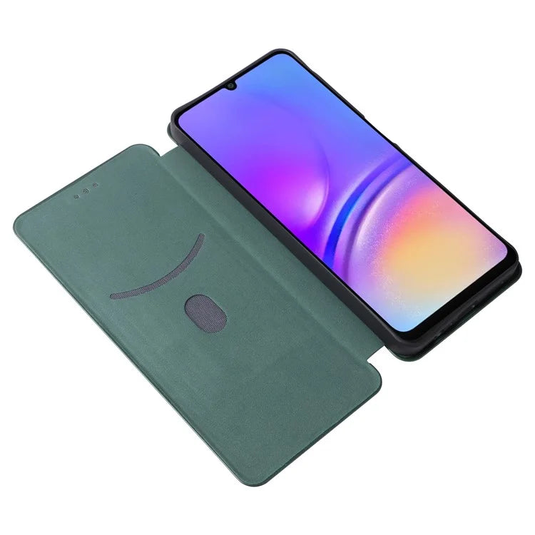 For Samsung Galaxy A06 Case Carbon Fiber Texture Drop-Proof PU Leather Phone Cover