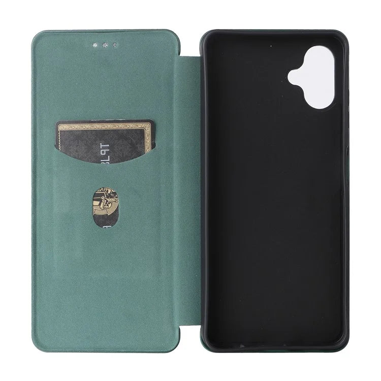 For Samsung Galaxy A06 Case Carbon Fiber Texture Drop-Proof PU Leather Phone Cover