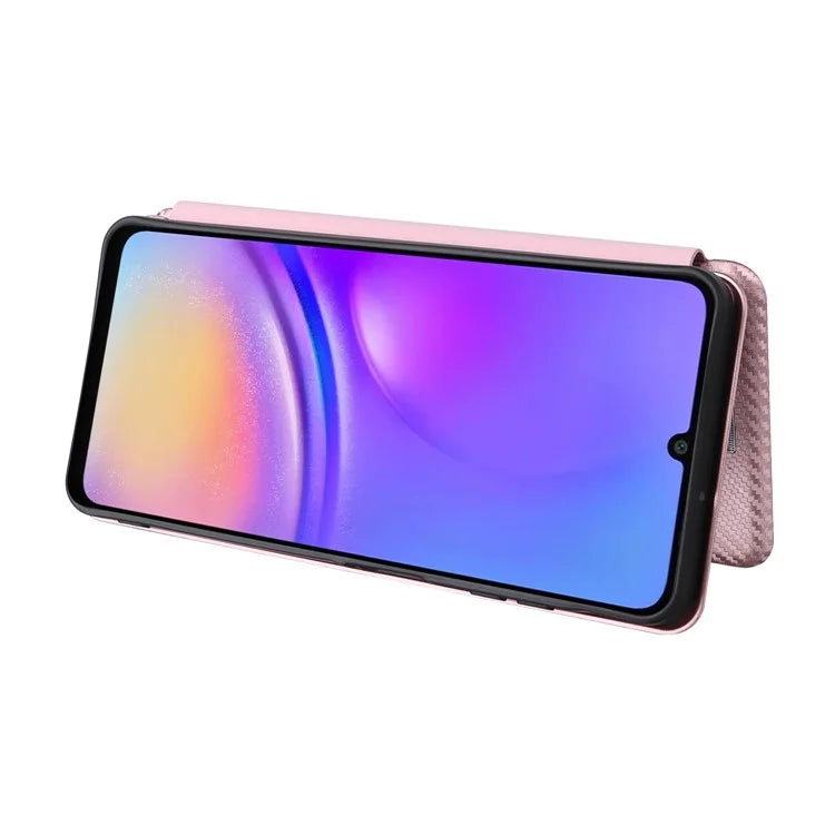 For Samsung Galaxy A06 Case Carbon Fiber Texture Drop-Proof PU Leather Phone Cover