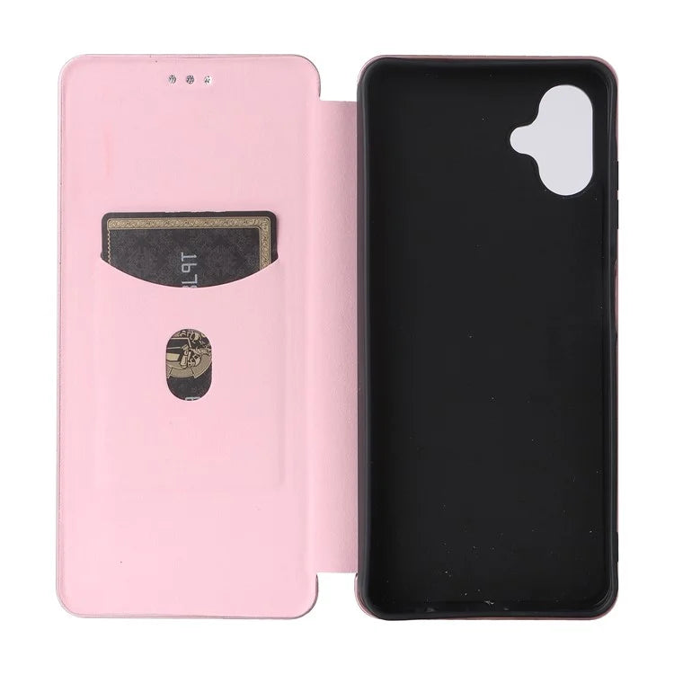 For Samsung Galaxy A06 Case Carbon Fiber Texture Drop-Proof PU Leather Phone Cover