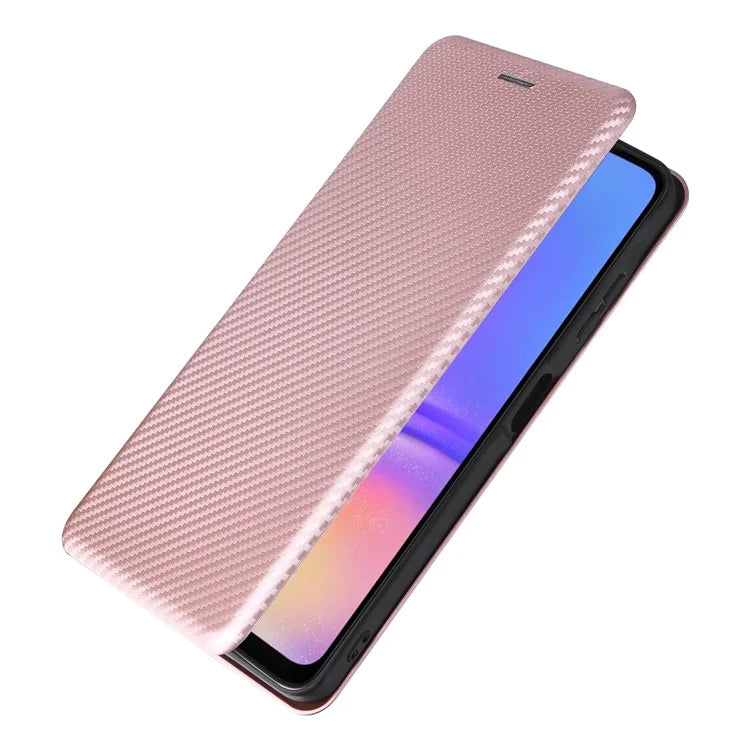 For Samsung Galaxy A06 Case Carbon Fiber Texture Drop-Proof PU Leather Phone Cover