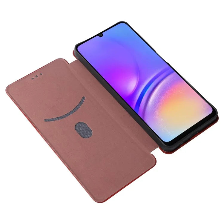 For Samsung Galaxy A06 Case Carbon Fiber Texture Drop-Proof PU Leather Phone Cover