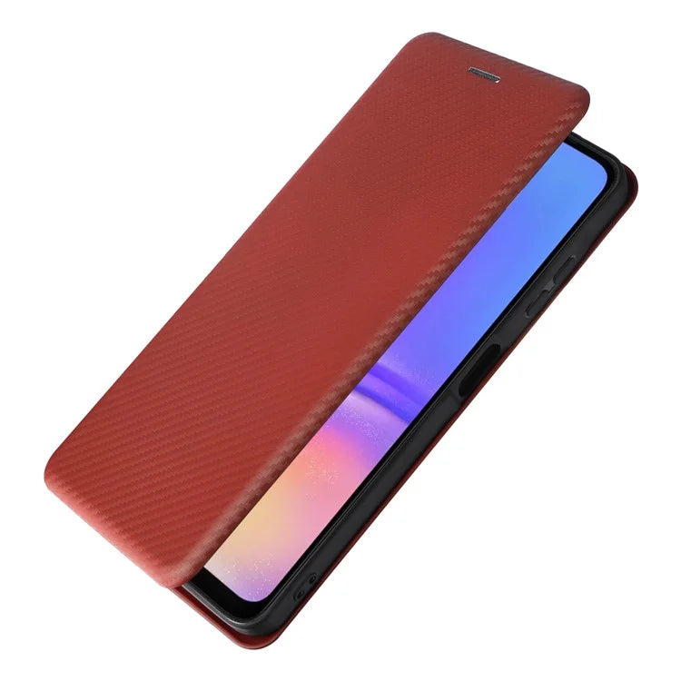 For Samsung Galaxy A06 Case Carbon Fiber Texture Drop-Proof PU Leather Phone Cover