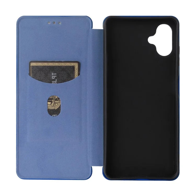 For Samsung Galaxy A06 Case Carbon Fiber Texture Drop-Proof PU Leather Phone Cover