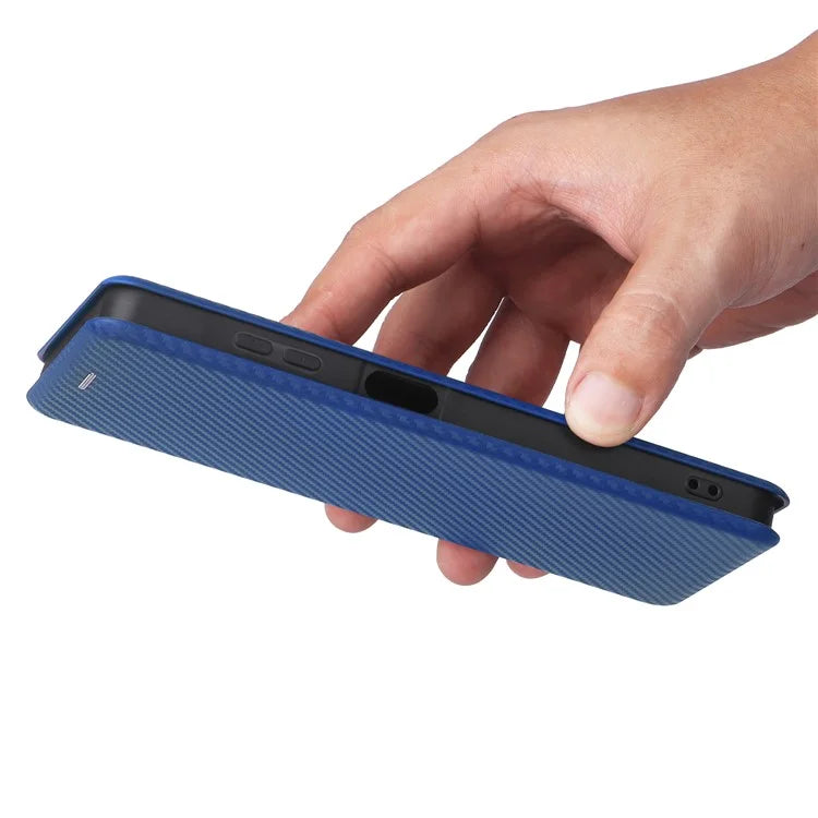 For Samsung Galaxy A06 Case Carbon Fiber Texture Drop-Proof PU Leather Phone Cover