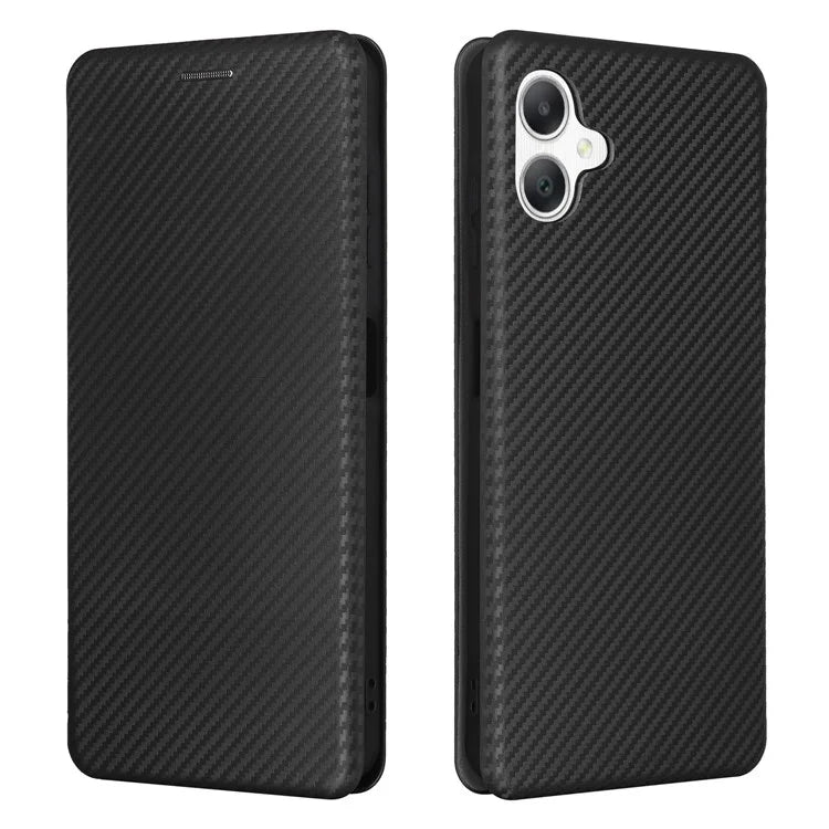 For Samsung Galaxy A06 Case Carbon Fiber Texture Drop-Proof PU Leather Phone Cover