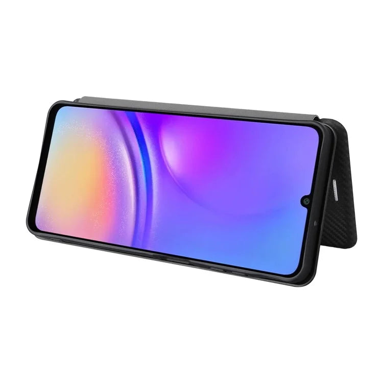 For Samsung Galaxy A06 Case Carbon Fiber Texture Drop-Proof PU Leather Phone Cover