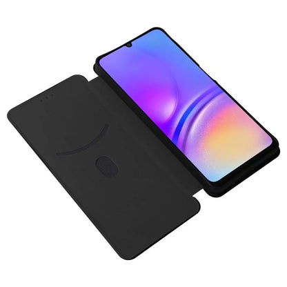 For Samsung Galaxy A06 Case Carbon Fiber Texture Drop-Proof PU Leather Phone Cover