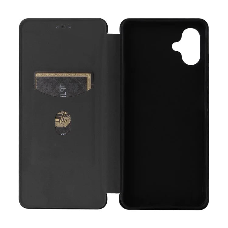 For Samsung Galaxy A06 Case Carbon Fiber Texture Drop-Proof PU Leather Phone Cover