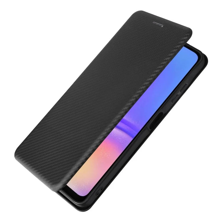 For Samsung Galaxy A06 Case Carbon Fiber Texture Drop-Proof PU Leather Phone Cover