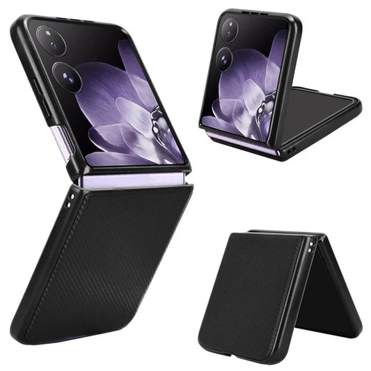 For Xiaomi Mix Flip 5G Case Carbon Fiber Texture Shockproof PU+PC Phone Cover