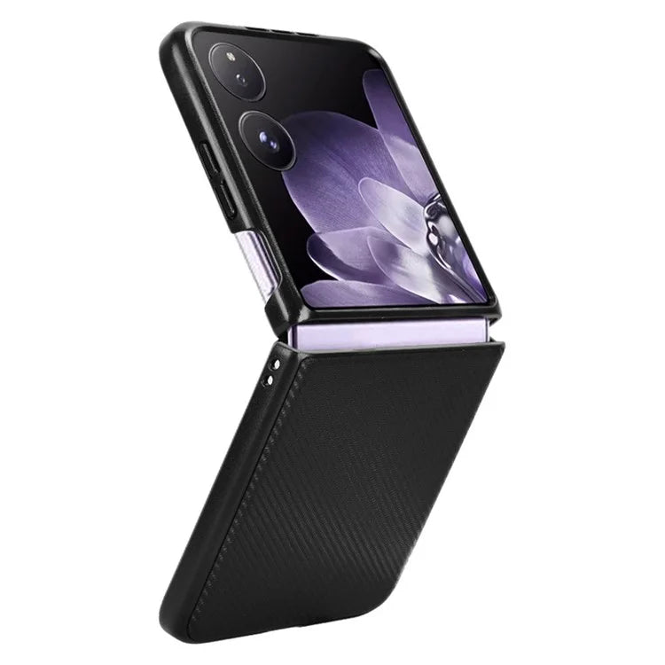 For Xiaomi Mix Flip 5G Case Carbon Fiber Texture Shockproof PU+PC Phone Cover