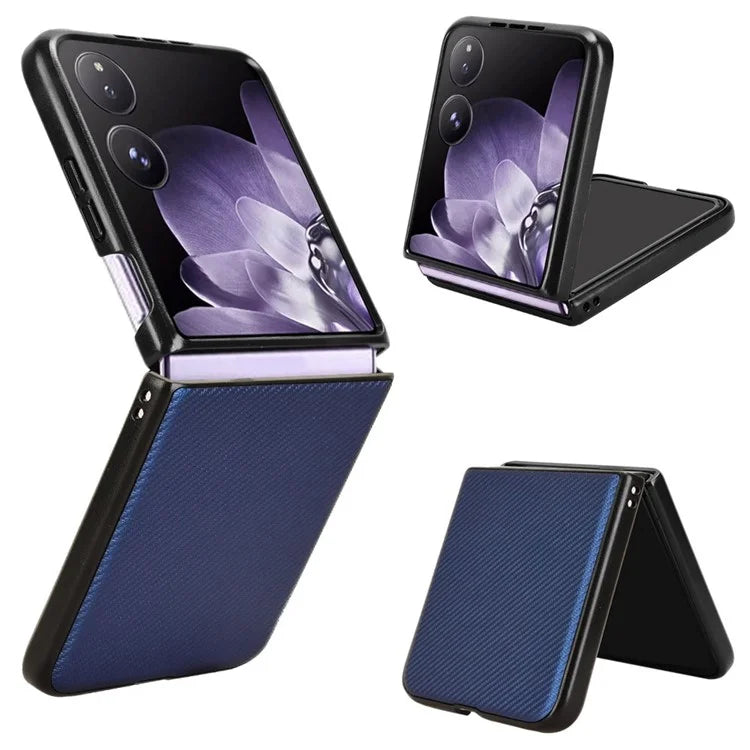 For Xiaomi Mix Flip 5G Case Carbon Fiber Texture Shockproof PU+PC Phone Cover