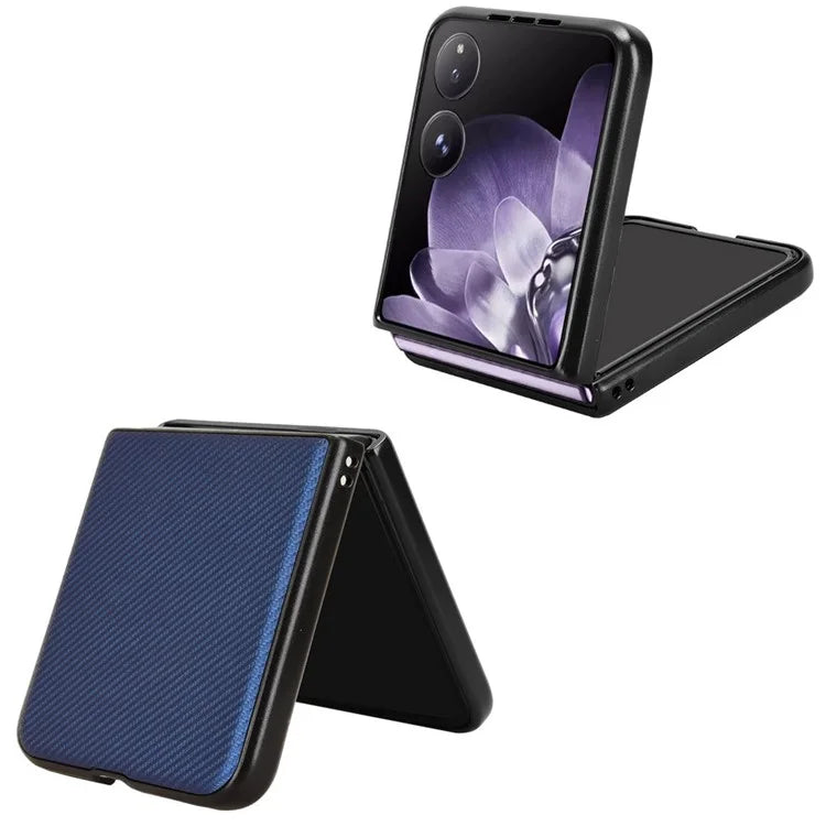 For Xiaomi Mix Flip 5G Case Carbon Fiber Texture Shockproof PU+PC Phone Cover