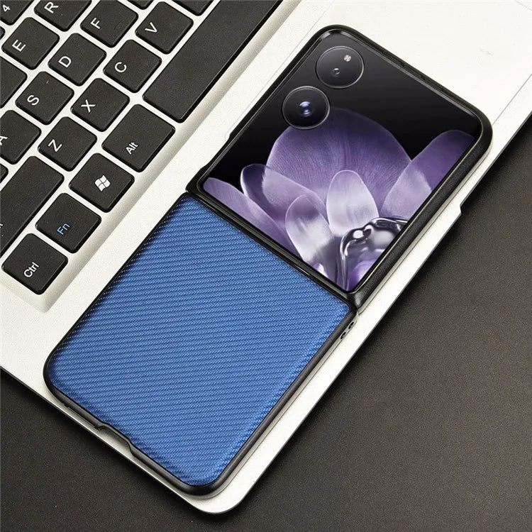For Xiaomi Mix Flip 5G Case Carbon Fiber Texture Shockproof PU+PC Phone Cover