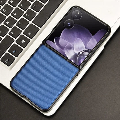 For Xiaomi Mix Flip 5G Case Carbon Fiber Texture Shockproof PU+PC Phone Cover