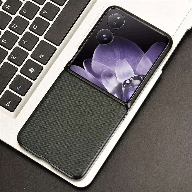 For Xiaomi Mix Flip 5G Case Carbon Fiber Texture Shockproof PU+PC Phone Cover