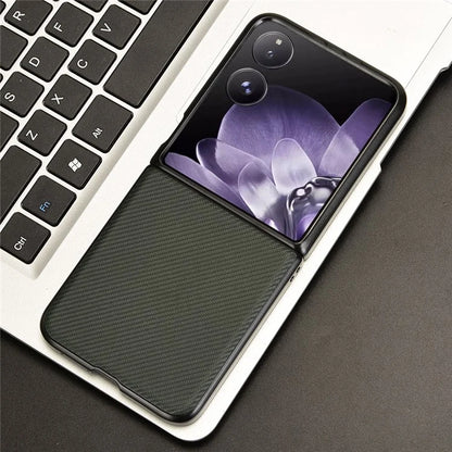 For Xiaomi Mix Flip 5G Case Carbon Fiber Texture Shockproof PU+PC Phone Cover